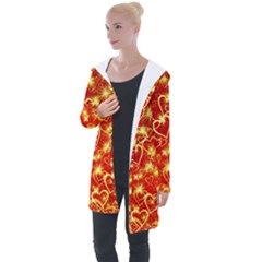 Pattern Valentine Heart Love Longline Hooded Cardigan