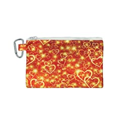 Pattern Valentine Heart Love Canvas Cosmetic Bag (small) by Mariart