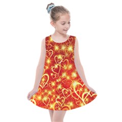 Pattern Valentine Heart Love Kids  Summer Dress