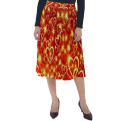 Pattern Valentine Heart Love Classic Velour Midi Skirt  by Mariart