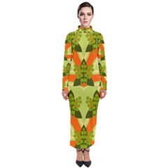 Texture Plant Herbs Herb Green Turtleneck Maxi Dress