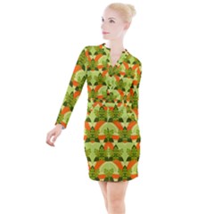 Texture Plant Herbs Herb Green Button Long Sleeve Dress