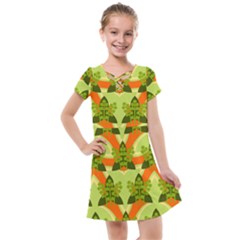 Texture Plant Herbs Herb Green Kids  Cross Web Dress by Pakrebo