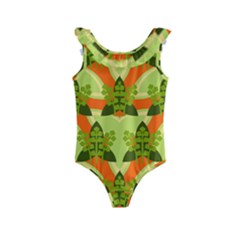 Texture Plant Herbs Herb Green Kids  Frill Swimsuit