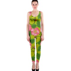 Roses Flowers Pattern Bud Pink One Piece Catsuit by Pakrebo