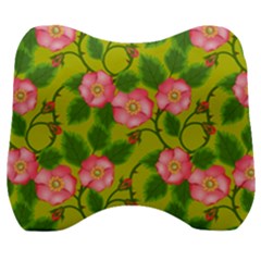 Roses Flowers Pattern Bud Pink Velour Head Support Cushion