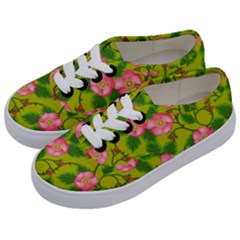 Roses Flowers Pattern Bud Pink Kids  Classic Low Top Sneakers by Pakrebo