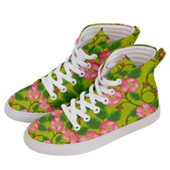 Roses Flowers Pattern Bud Pink Women s Hi-top Skate Sneakers