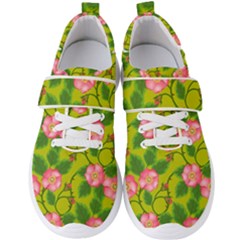 Roses Flowers Pattern Bud Pink Men s Velcro Strap Shoes