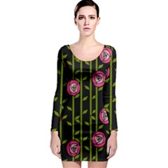 Rose Abstract Rose Garden Long Sleeve Bodycon Dress by Pakrebo