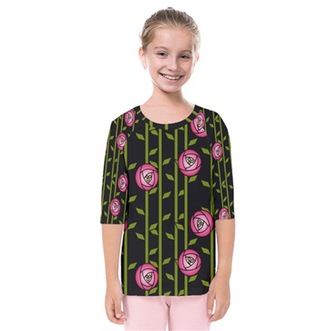 Rose Abstract Rose Garden Kids  Quarter Sleeve Raglan Tee by Pakrebo