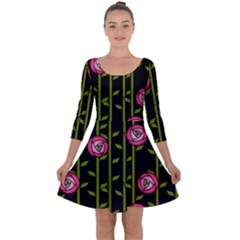 Rose Abstract Rose Garden Quarter Sleeve Skater Dress by Pakrebo