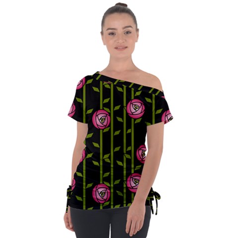 Rose Abstract Rose Garden Tie-up Tee by Pakrebo