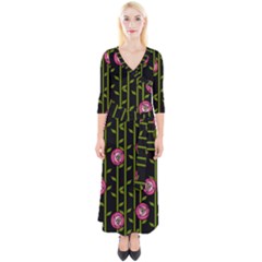 Rose Abstract Rose Garden Quarter Sleeve Wrap Maxi Dress by Pakrebo