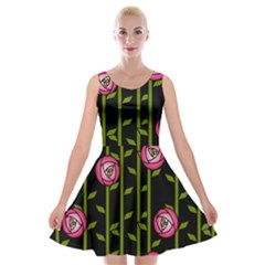 Rose Abstract Rose Garden Velvet Skater Dress by Pakrebo