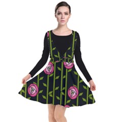 Rose Abstract Rose Garden Plunge Pinafore Dress