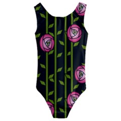 Rose Abstract Rose Garden Kids  Cut-out Back One Piece Swimsuit