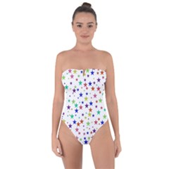 Star Random Background Scattered Tie Back One Piece Swimsuit by Pakrebo