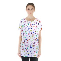 Star Random Background Scattered Skirt Hem Sports Top by Pakrebo