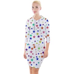 Star Random Background Scattered Quarter Sleeve Hood Bodycon Dress