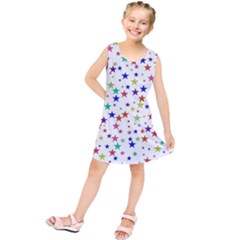 Star Random Background Scattered Kids  Tunic Dress by Pakrebo