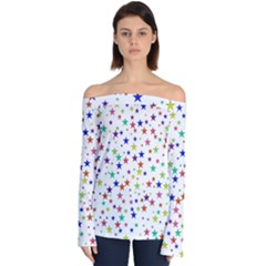 Star Random Background Scattered Off Shoulder Long Sleeve Top