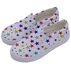 Star Random Background Scattered Kids  Canvas Slip Ons by Pakrebo