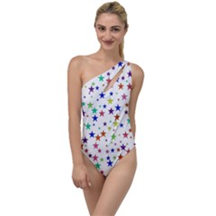 Star Random Background Scattered To One Side Swimsuit