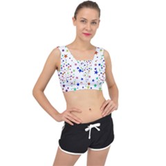 Star Random Background Scattered V-back Sports Bra