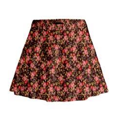 Red Flower Pattern Mini Flare Skirt by RedPanda