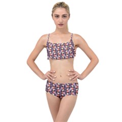 Pattern Abstract Fabric Wallpaper Layered Top Bikini Set