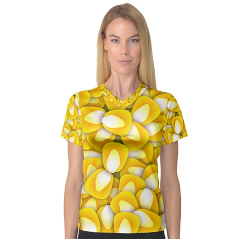 Pattern Background Corn Kernels V-neck Sport Mesh Tee by Pakrebo