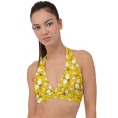 Pattern Background Corn Kernels Halter Plunge Bikini Top by Pakrebo