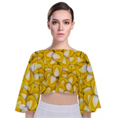 Pattern Background Corn Kernels Tie Back Butterfly Sleeve Chiffon Top