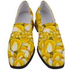 Pattern Background Corn Kernels Women s Chunky Heel Loafers by Pakrebo