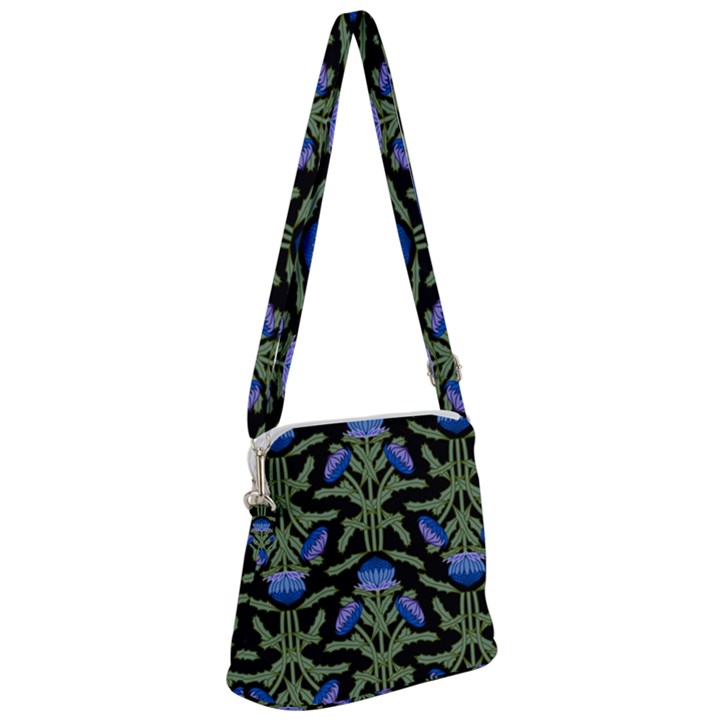 Pattern Thistle Structure Texture Zipper Messenger Bag