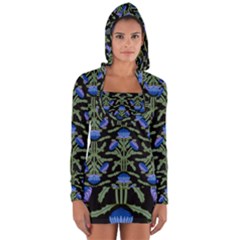 Pattern Thistle Structure Texture Long Sleeve Hooded T-shirt by Pakrebo