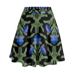 Pattern Thistle Structure Texture High Waist Skirt by Pakrebo