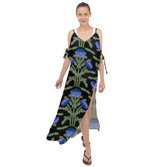 Pattern Thistle Structure Texture Maxi Chiffon Cover Up Dress