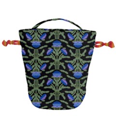 Pattern Thistle Structure Texture Drawstring Bucket Bag