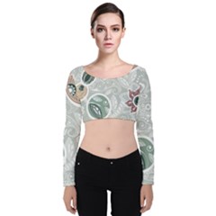 Peisles Pattern Module Design Velvet Long Sleeve Crop Top