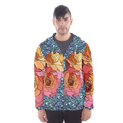 Pattern Rose Yellow Background Hooded Windbreaker (men)