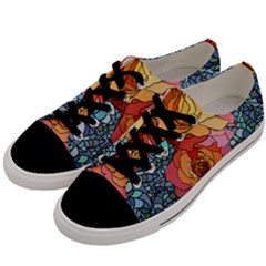 Pattern Rose Yellow Background Men s Low Top Canvas Sneakers by Pakrebo