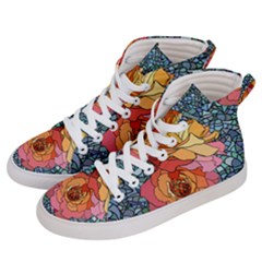 Pattern Rose Yellow Background Men s Hi-top Skate Sneakers by Pakrebo