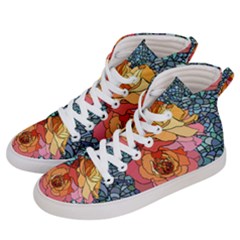 Pattern Rose Yellow Background Women s Hi-top Skate Sneakers