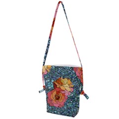 Pattern Rose Yellow Background Folding Shoulder Bag