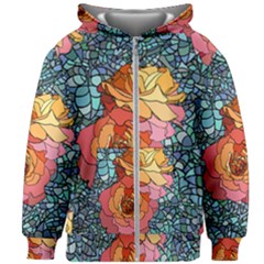 Pattern Rose Yellow Background Kids  Zipper Hoodie Without Drawstring by Pakrebo