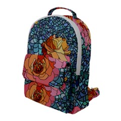 Pattern Rose Yellow Background Flap Pocket Backpack (large)