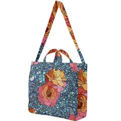 Pattern Rose Yellow Background Square Shoulder Tote Bag