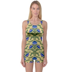 Pattern Thistle Structure Texture One Piece Boyleg Swimsuit by Pakrebo